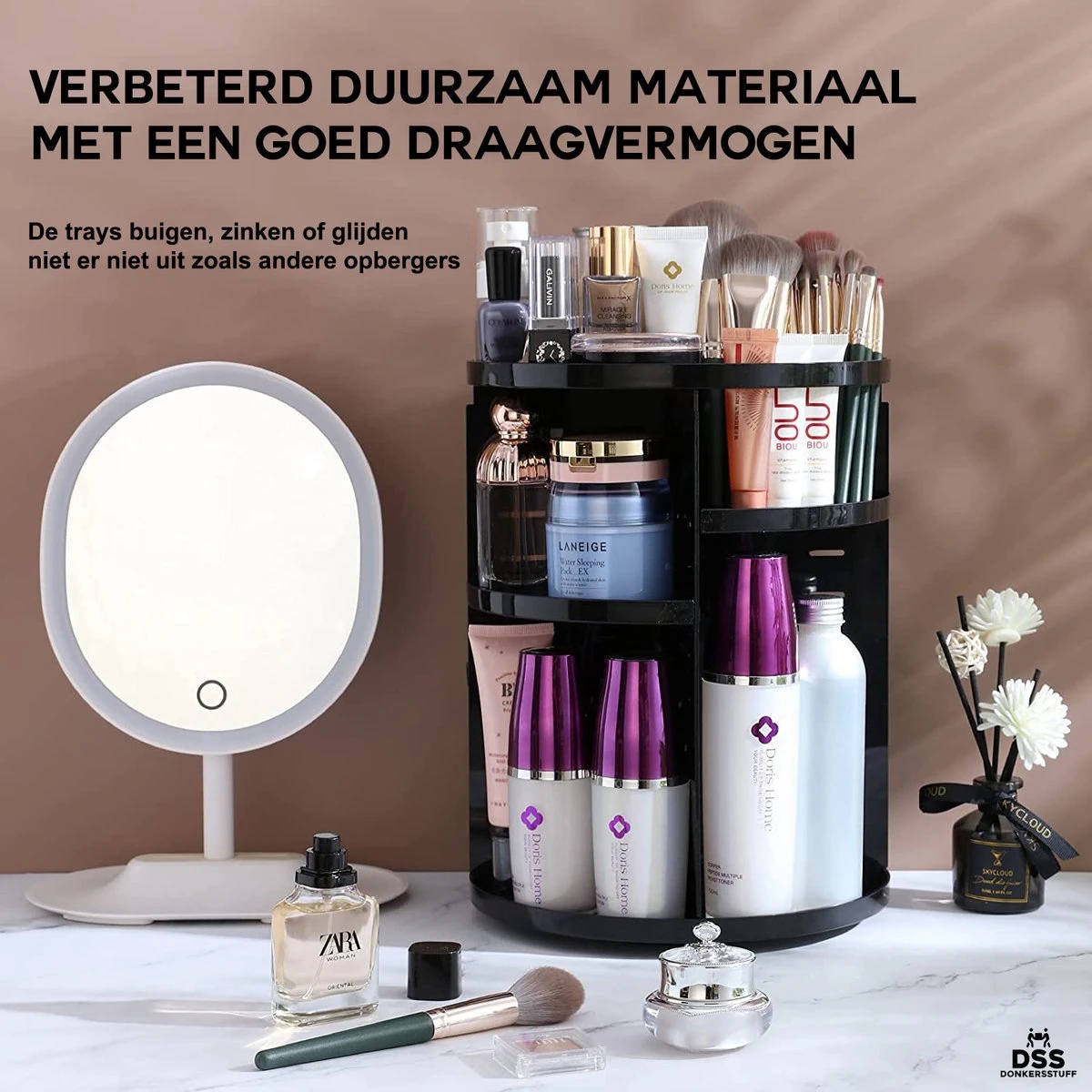 ESSIBLE Make-Up Organizer - 360° Roterend - Opbergbox - Opbergdoos Cosmetica - Sieradendoos - Nagellak - Lippenstift - Zwart 7 ESSIBLE Make-Up Organizer - 360° Roterend - Opbergbox - Opbergdoos Cosmetica - Sieradendoos - Nagellak - Lippenstift - Zwart - Afbeelding 7