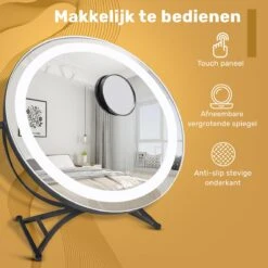 Great's® Make Up Spiegel Met LED Verlichting - ⌀ 40cm - Visagie Spiegel Rond - Extra Close Up Spiegeltje 10x - Zwart 9 Great's® Make Up Spiegel Met LED Verlichting - ⌀ 40cm - Visagie Spiegel Rond - Extra Close Up Spiegeltje 10x - Zwart -Cosmetica winkel 1200x1200 1031