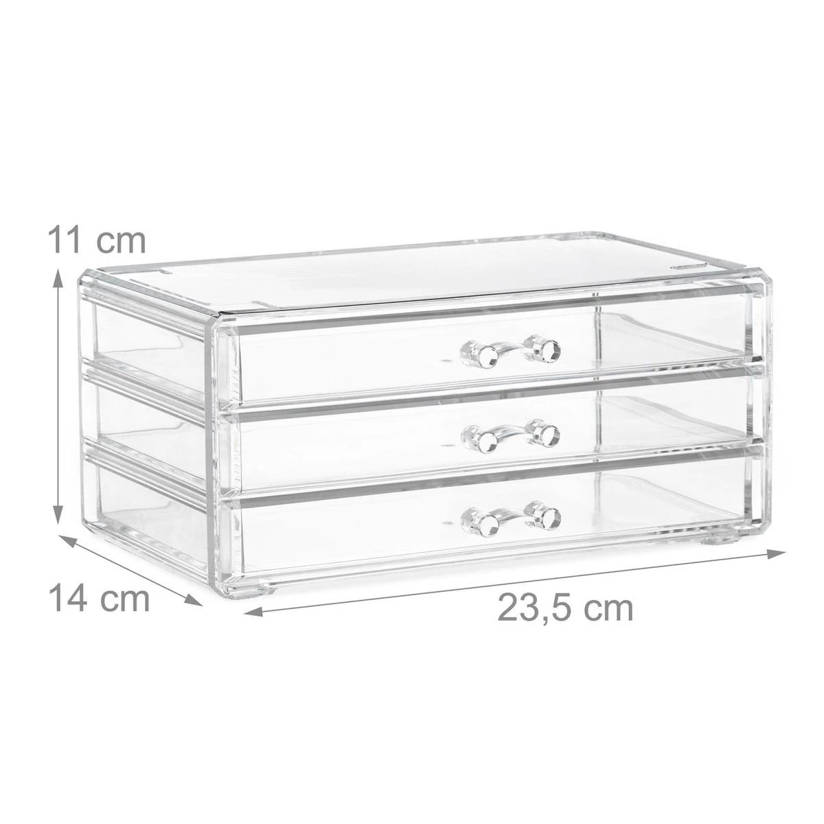 Relaxdays Make-up Organizer Klein - Stapelbaar - Sieradendoosje - Cosmetica - Opbergbox - Doorzichtig 13 Relaxdays Make-up Organizer Klein - Stapelbaar - Sieradendoosje - Cosmetica - Opbergbox - Doorzichtig - Afbeelding 13