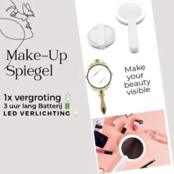 Merkloos Make Up Spiegel Met Led Verlichting - Verzorging Spiegel - Luxe Handspiegel - Zakspiegel - Sterke Handvat -Wit 9 Merkloos Make Up Spiegel Met Led Verlichting - Verzorging Spiegel - Luxe Handspiegel - Zakspiegel - Sterke Handvat -Wit -Cosmetica winkel 1200x1200 1054
