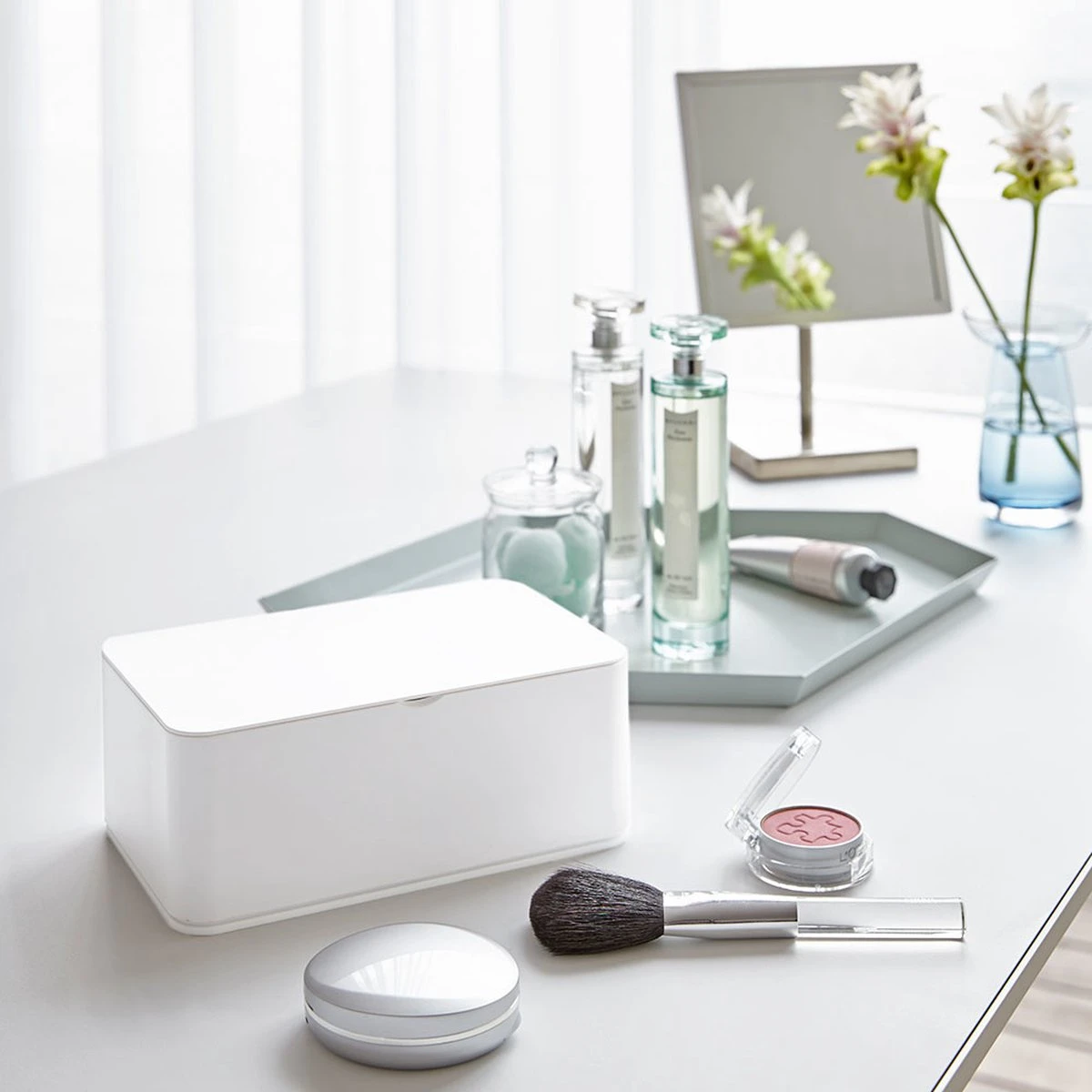 Yamazaki Bakje Voor Vochtige Doekjes - Wit - Met Deksel 2 Yamazaki Bakje Voor Vochtige Doekjes - Wit - Met Deksel - Afbeelding 2