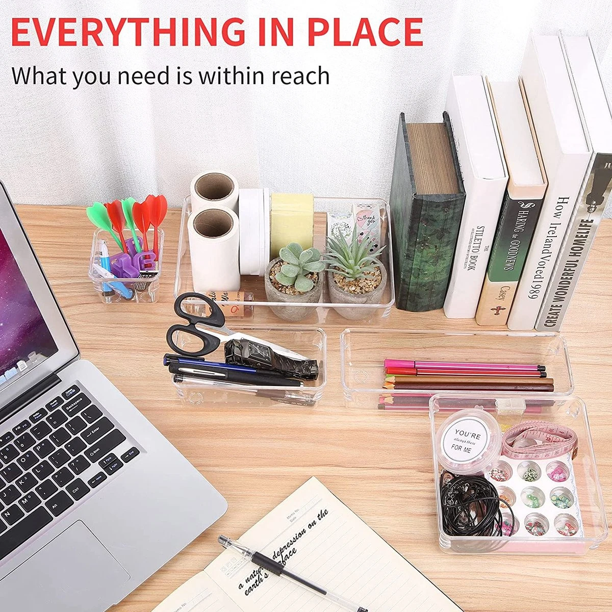 Aokyom Make-uporganizer, 18 Stuks, Kunststof Opbergdozen Voor Kantoor, Lades, Organizer, Lade-organizer, Doorzichtige Lade-inzet Voor Bureau, Keuken, Badkamer 3 Aokyom Make-uporganizer, 18 Stuks, Kunststof Opbergdozen Voor Kantoor, Lades, Organizer, Lade-organizer, Doorzichtige Lade-inzet Voor Bureau, Keuken, Badkamer - Afbeelding 3