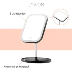 LYVION Make-up Spiegel Op Standaard Met LED / Met 3 Lichtkleuren / Make-up Spiegel / Make-up Standaard / Werkt Op 4 AAA-batterijen Of Micro USB Kabel / Touch - Zwart 9 LYVION Make-up Spiegel Op Standaard Met LED / Met 3 Lichtkleuren / Make-up Spiegel / Make-up Standaard / Werkt Op 4 AAA-batterijen Of Micro USB Kabel / Touch - Zwart -Cosmetica winkel 1200x1200 1065