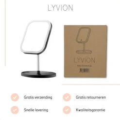 LYVION Make-up Spiegel Op Standaard Met LED / Met 3 Lichtkleuren / Make-up Spiegel / Make-up Standaard / Werkt Op 4 AAA-batterijen Of Micro USB Kabel / Touch - Zwart 11 LYVION Make-up Spiegel Op Standaard Met LED / Met 3 Lichtkleuren / Make-up Spiegel / Make-up Standaard / Werkt Op 4 AAA-batterijen Of Micro USB Kabel / Touch - Zwart -Cosmetica winkel 1200x1200 1066