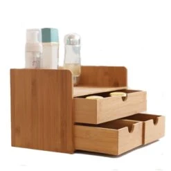 Merkloos Decopatent® Luxe Make-up Organizer Met 3 Lades - Cosmetica Organizer Make Up Met Schuiflade Bamboe Hout - Cosmeticahouder - Toren -Cosmetica winkel 1200x1200 1082