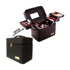 Confibel Make Up Koffer - Uitklapbaar - 5 Opbergbakken - Met Spiegel - Zwart -Cosmetica winkel 1200x1200 1089
