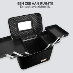 Confibel Make Up Koffer - Uitklapbaar - 5 Opbergbakken - Met Spiegel - Zwart -Cosmetica winkel 1200x1200 1091