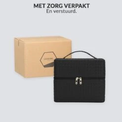 Confibel Make Up Koffer - Uitklapbaar - 5 Opbergbakken - Met Spiegel - Zwart -Cosmetica winkel 1200x1200 1094