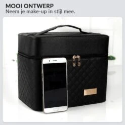 Confibel Make Up Koffer - Uitklapbaar - 5 Opbergbakken - Met Spiegel - Zwart -Cosmetica winkel 1200x1200 1096