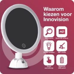 Innovision Make Up Spiegel - Met Verlichting En Zuignap - 360° Verstelbaar - Werkt Op Batterijen En Op Stroom - 5x Vergroot -Cosmetica winkel 1200x1200 1104