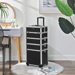 XXL PRO Visagie Beauty Case Koffer Trolley - Nagelkoffer Op Wielen Voor Makeup Of Cosmetica - Grote Uitklapbare Opbergsysteem Nagel Styliste Kapster - Zwart -Cosmetica winkel 1200x1200 1108