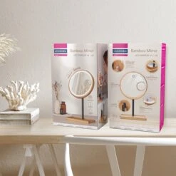Lanaform - Bamboo Mirror - Oplaadbare Staande Spiegel ×1 · ×3 - Elegant Design Van Bamboe Met Zwarte Poedercoatingafwerking - Ledlampen Met Lange Levensduur -Cosmetica winkel 1200x1200 1114