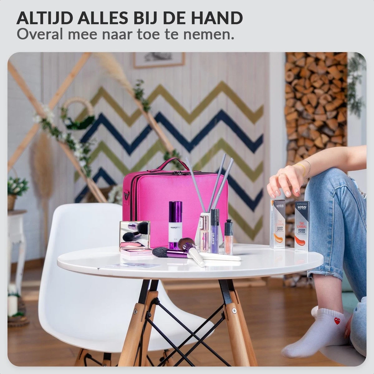 Cosmetica Koffer - Make-up Koffer Met Verstelbare Vakken - Visagie En Nagelstyliste Beauty Koffer - 37x27x13CM - Roze 2 Cosmetica Koffer - Make-up Koffer Met Verstelbare Vakken - Visagie En Nagelstyliste Beauty Koffer - 37x27x13CM - Roze - Afbeelding 2