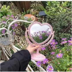 Kawaii Roze Makeup Spiegel - Hart Spiegel - Dubbelzijdig - Makeup Mirror -Cosmetica winkel 1200x1200 1144