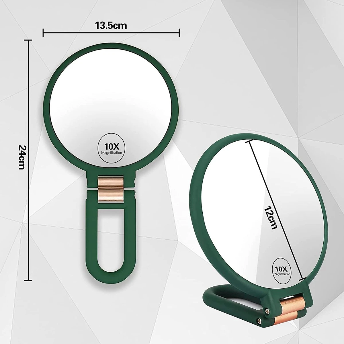 FOGARI Handspiegel Met 1 X 10 X Vergroting, Dubbelzijdige Make-upspiegel, Draagbare Kleine Spiegel, Inklapbare Verstelbare Spiegel Met Handvat, Ronde Reisspiegel, Make-upspiegel, Tafelspiegel, 360 Graden Draaibaar 2 FOGARI Handspiegel Met 1 X 10 X Vergroting, Dubbelzijdige Make-upspiegel, Draagbare Kleine Spiegel, Inklapbare Verstelbare Spiegel Met Handvat, Ronde Reisspiegel, Make-upspiegel, Tafelspiegel, 360 Graden Draaibaar - Afbeelding 2