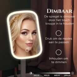 HighHome - Make Up Spiegel Met Led Verlichting - Inclusief 10x Spiegel - 3 Warmtes - 360 °C Draaibaar -Cosmetica winkel 1200x1200 1157