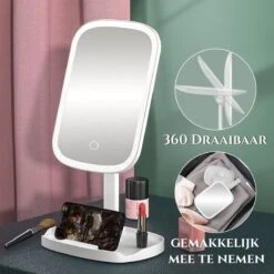 HighHome - Make Up Spiegel Met Led Verlichting - Inclusief 10x Spiegel - 3 Warmtes - 360 °C Draaibaar -Cosmetica winkel 1200x1200 1158