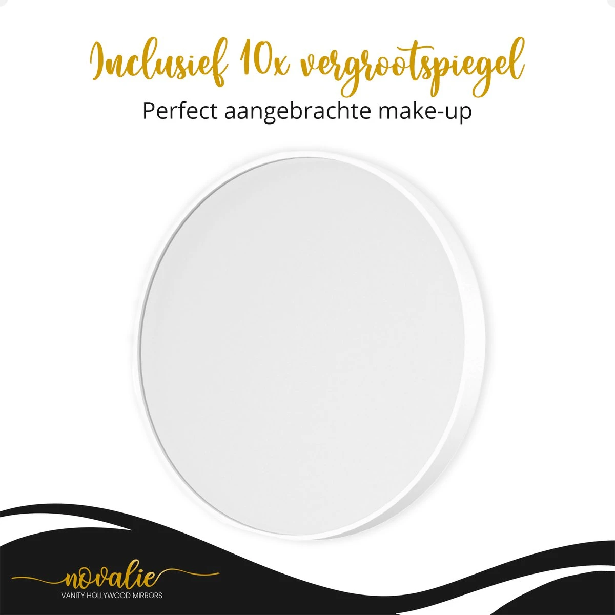 Novalie Hollywood Spiegel Met Verlichting - 65 Cm X 50 Cm - Make Up Spiegel Met Led Lampen – Visagie – Dimbaar / 3 Lichtstanden – Voor Hem / Haar Cadeau – 10x Vergroting – Met Tru-Daylight Verlichting – Wit 5 Novalie Hollywood Spiegel Met Verlichting - 65 Cm X 50 Cm - Make Up Spiegel Met Led Lampen – Visagie – Dimbaar / 3 Lichtstanden – Voor Hem / Haar Cadeau – 10x Vergroting – Met Tru-Daylight Verlichting – Wit - Afbeelding 5