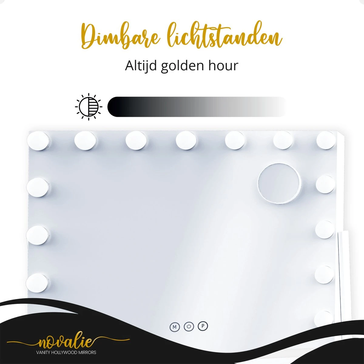 Novalie Hollywood Spiegel Met Verlichting - 65 Cm X 50 Cm - Make Up Spiegel Met Led Lampen – Visagie – Dimbaar / 3 Lichtstanden – Voor Hem / Haar Cadeau – 10x Vergroting – Met Tru-Daylight Verlichting – Wit 14 Novalie Hollywood Spiegel Met Verlichting - 65 Cm X 50 Cm - Make Up Spiegel Met Led Lampen – Visagie – Dimbaar / 3 Lichtstanden – Voor Hem / Haar Cadeau – 10x Vergroting – Met Tru-Daylight Verlichting – Wit - Afbeelding 14