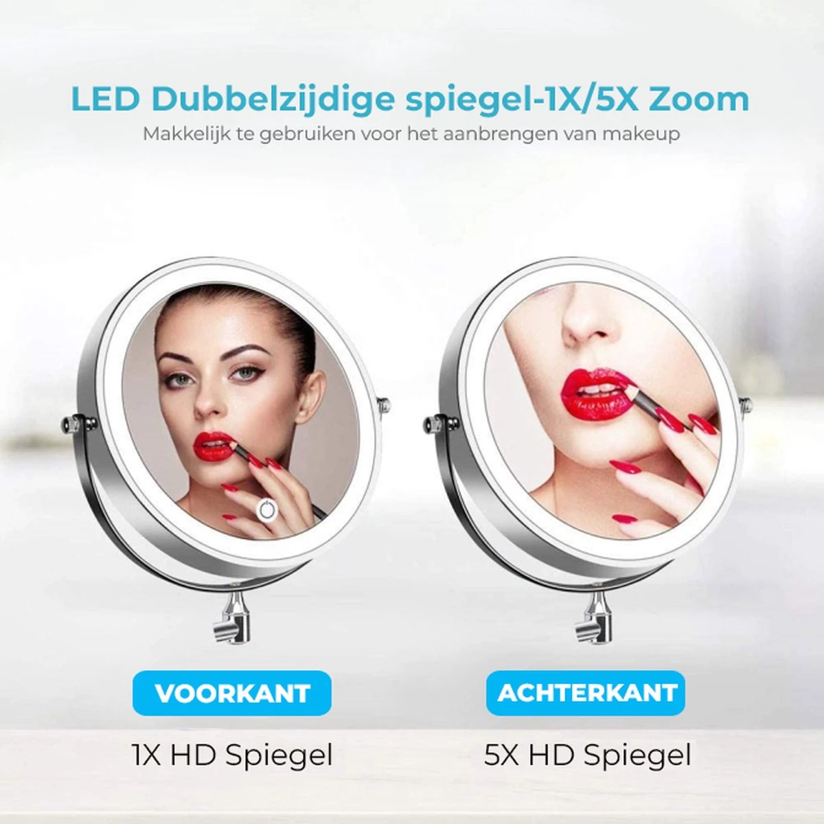 MH Products - Make Up Spiegel - Rond - Wanspiegel - Spiegellamp - 5x Vergroting - 17,5 Cm CM 3 MH Products - Make Up Spiegel - Rond - Wanspiegel - Spiegellamp - 5x Vergroting - 17,5 Cm CM - Afbeelding 3