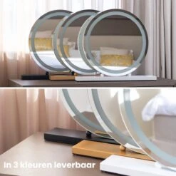 Nuvoo Make-up Spiegel - Visagie Spiegel - Hollywood Spiegel - Diameter 50cm - 3 Licht Tinten - Dimbaar - USB Telefoonoplader - Goud -Cosmetica winkel 1200x1200 1210