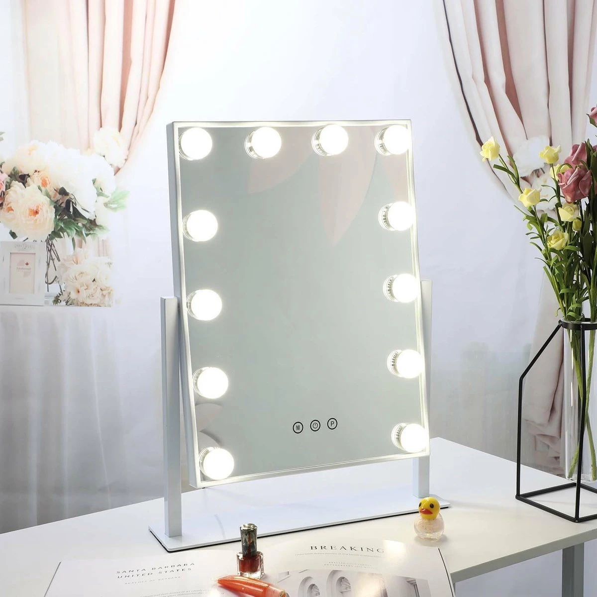 Bright Beauty Vanity Make Up Spiegel Met Verlichting - Wit - Dimbaar Met Drie Lichtstanden 5 Bright Beauty Vanity Make Up Spiegel Met Verlichting - Wit - Dimbaar Met Drie Lichtstanden - Afbeelding 5