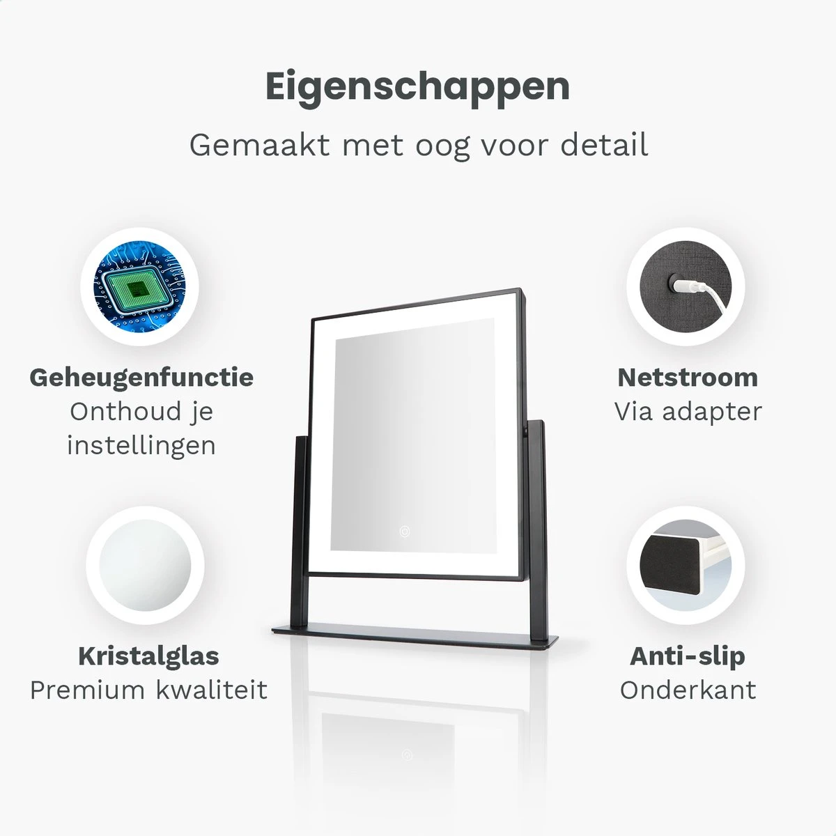 Mirlux Hollywood Spiegel Met Verlichting - Make Up - Visagie - Dimbaar LED Lampen Licht - Zwart 6 Mirlux Hollywood Spiegel Met Verlichting - Make Up - Visagie - Dimbaar LED Lampen Licht - Zwart - Afbeelding 6