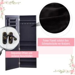 HOMCOM 2-in-1 Sieradenkast Wandspiegel Spiegelkast Sieraden Ladekast Spiegel 833-102WT -Cosmetica winkel 1200x1200 1243