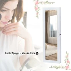 HOMCOM 2-in-1 Sieradenkast Wandspiegel Spiegelkast Sieraden Ladekast Spiegel 833-102WT -Cosmetica winkel 1200x1200 1245
