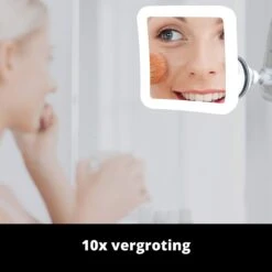 Vergroot Make Up En Scheer Spiegel Met LED Verlichting Vierkant - 10x Vegroting En Natuurlijk Licht Voor Cosmetica/Scheren/Epileren - 360° Graden Verstelbare Zuignap En Wandbevestiging -Cosmetica winkel 1200x1200 1248