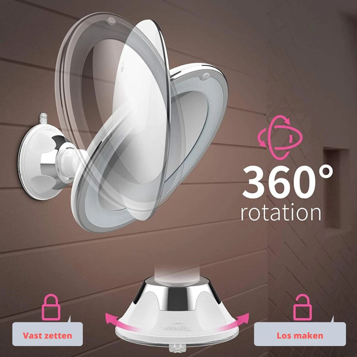 Vergroot Make Up En Scheer Spiegel Met LED Verlichting - 10x Vegroting En Natuurlijk Licht Voor Cosmetica/Scheren/Epileren - 360° Graden Verstelbare Zuignap En Wandbevestiging - Badkamer/Douche/Slaapkamer - Rond – Wit 3 Vergroot Make Up En Scheer Spiegel Met LED Verlichting - 10x Vegroting En Natuurlijk Licht Voor Cosmetica/Scheren/Epileren - 360° Graden Verstelbare Zuignap En Wandbevestiging - Badkamer/Douche/Slaapkamer - Rond – Wit - Afbeelding 3