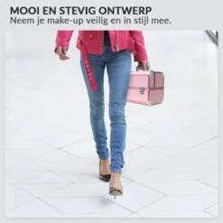 Confibel Cosmetica Koffer - Make Up Koffer Uitklapbaar - 5 Opbergbakken Make-up Koffer - Beautycase/Visagiekoffer /Cosmeticakoffer /Beautycase/ Nagelstylistekoffer - Roze -Cosmetica winkel 1200x1200 1263