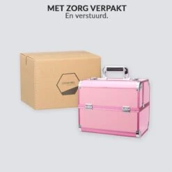 Confibel Cosmetica Koffer - Make Up Koffer Uitklapbaar - 5 Opbergbakken Make-up Koffer - Beautycase/Visagiekoffer /Cosmeticakoffer /Beautycase/ Nagelstylistekoffer - Roze -Cosmetica winkel 1200x1200 1266