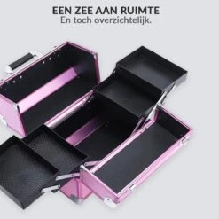 Confibel Cosmetica Koffer - Make Up Koffer Uitklapbaar - 5 Opbergbakken Make-up Koffer - Beautycase/Visagiekoffer /Cosmeticakoffer /Beautycase/ Nagelstylistekoffer - Roze -Cosmetica winkel 1200x1200 1267