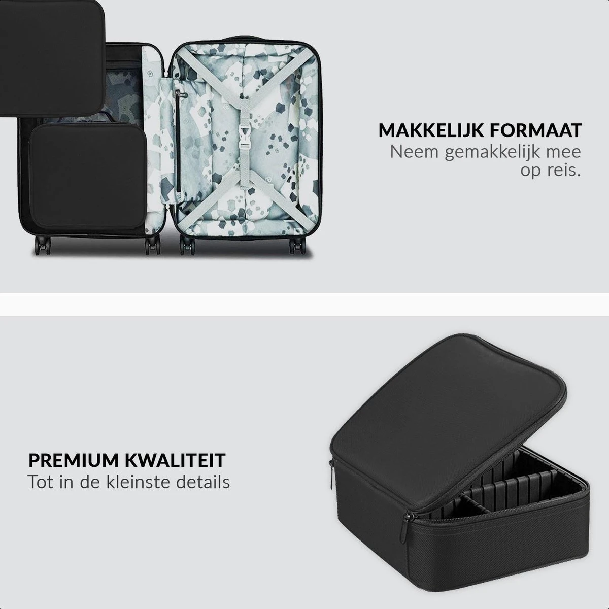 Cosmetica Koffer - Make-up Koffer Met Verstelbare Vakken - Visagie En Nagelstyliste Beauty Koffer - 26x23x9CM 5 Cosmetica Koffer - Make-up Koffer Met Verstelbare Vakken - Visagie En Nagelstyliste Beauty Koffer - 26x23x9CM - Afbeelding 5