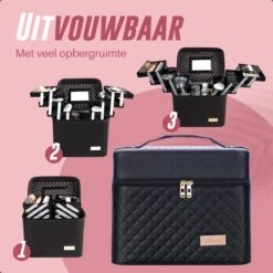 Make Up Koffer En Organizer - Beautycase Met Spiegel - Dames - Cosmetica En Visagie - Zwart -Cosmetica winkel 1200x1200 1290