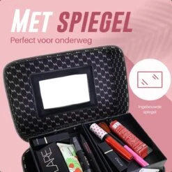 Make Up Koffer En Organizer - Beautycase Met Spiegel - Dames - Cosmetica En Visagie - Zwart -Cosmetica winkel 1200x1200 1293