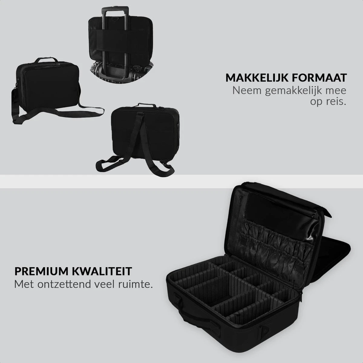 Cosmetica Koffer - Make-up Koffer Met Verstelbare Vakken - Visagie En Nagelstyliste Beauty Koffer - 37x27x13CM 9 Cosmetica Koffer - Make-up Koffer Met Verstelbare Vakken - Visagie En Nagelstyliste Beauty Koffer - 37x27x13CM - Afbeelding 9