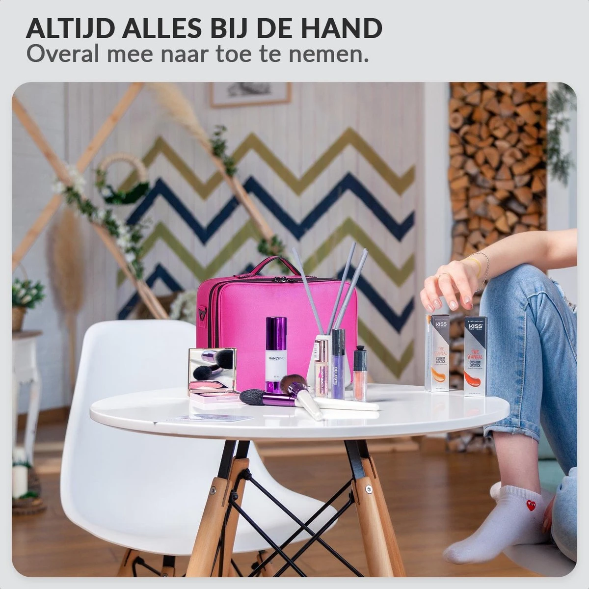 Cosmetica Koffer - Make-up Koffer Met Verstelbare Vakken - Visagie En Nagelstyliste Beauty Koffer - 35x25x11CM - Roze 2 Cosmetica Koffer - Make-up Koffer Met Verstelbare Vakken - Visagie En Nagelstyliste Beauty Koffer - 35x25x11CM - Roze - Afbeelding 2