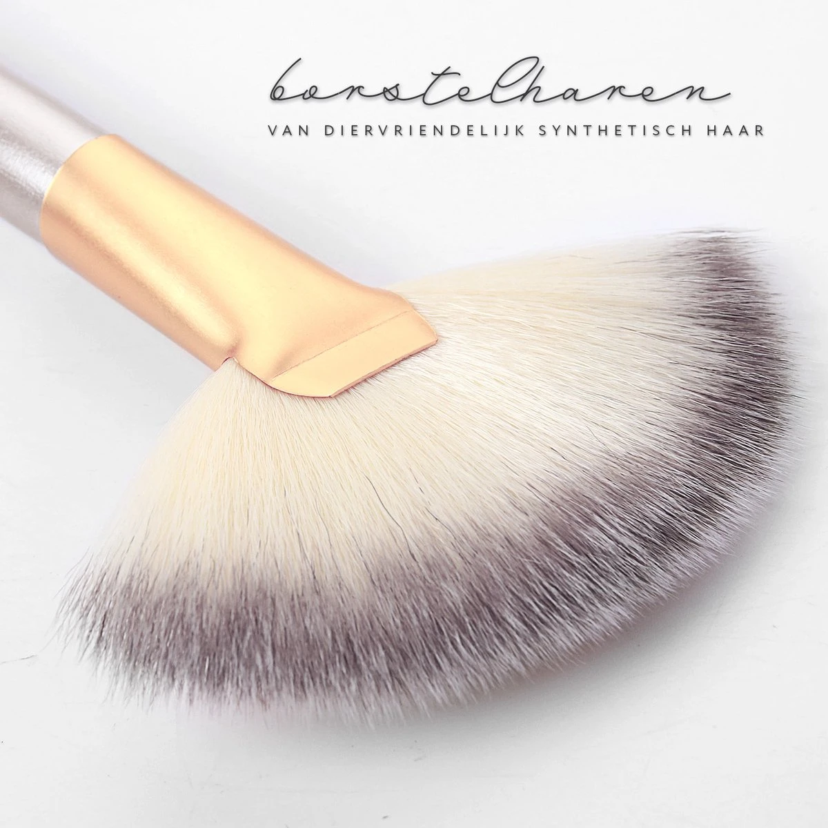 Professionele Make-up Kwastenset - 12 Delig - Beige-Goud 7 Professionele Make-up Kwastenset - 12 Delig - Beige-Goud - Afbeelding 7