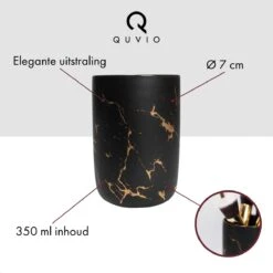 QUVIO Make-up Kwastenhouder / Tandenborstelhouder / Organizer / Beker - Zwart Met Goud -Cosmetica winkel 1200x1200 1460