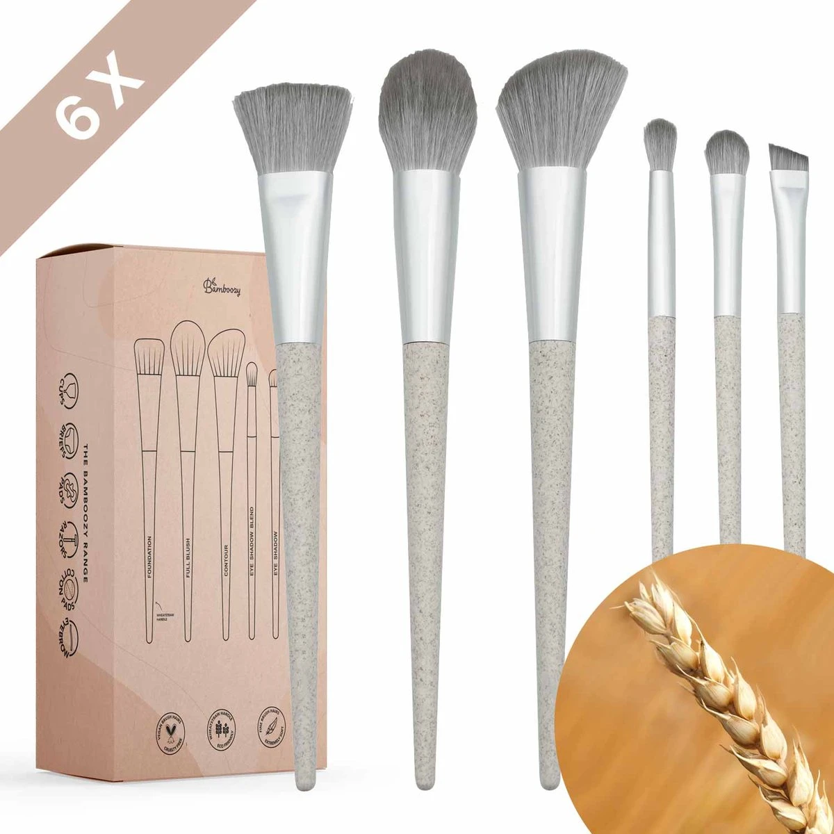 Bamboozy Makeup Kwasten Set Tarwestro - Make Up Brush Foundation Oogschaduw Poeder Kwast Brush Contour Eyeliner - 6 Stuks 1 Bamboozy Makeup Kwasten Set Tarwestro - Make Up Brush Foundation Oogschaduw Poeder Kwast Brush Contour Eyeliner - 6 Stuks