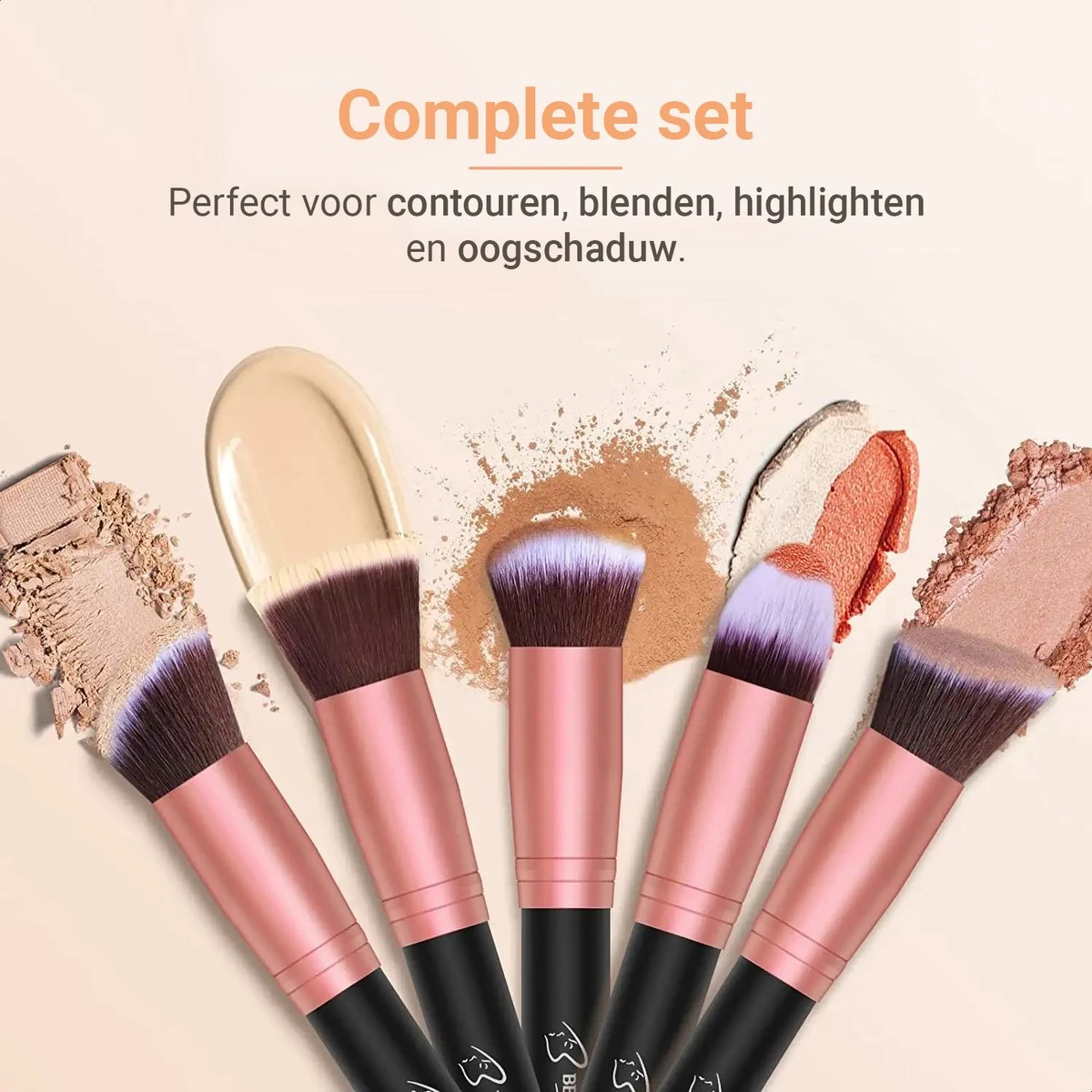 Bestope Make Up Kwasten Set Met Beauty Blenders 16 Delig - Brush Set - Kwasten Reiniger - Rosé Goud 2 Bestope Make Up Kwasten Set Met Beauty Blenders 16 Delig - Brush Set - Kwasten Reiniger - Rosé Goud - Afbeelding 2