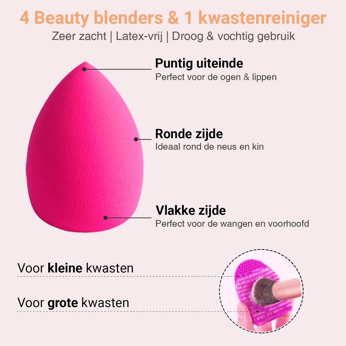 Bestope Make Up Kwasten Set Met Beauty Blenders 16 Delig - Brush Set - Kwasten Reiniger - Rosé Goud 4 Bestope Make Up Kwasten Set Met Beauty Blenders 16 Delig - Brush Set - Kwasten Reiniger - Rosé Goud - Afbeelding 4