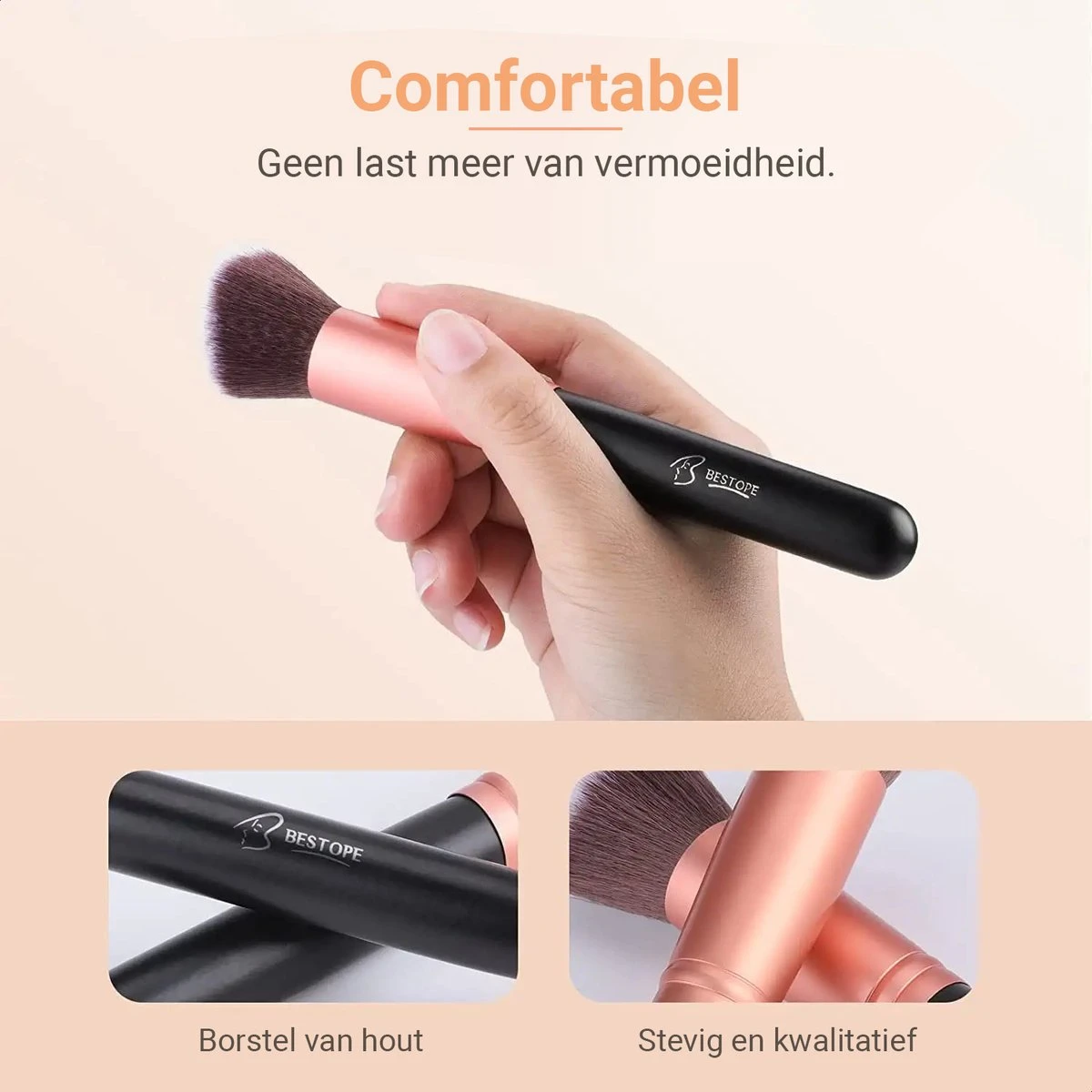 Bestope Make Up Kwasten Set Met Beauty Blenders 16 Delig - Brush Set - Kwasten Reiniger - Rosé Goud 5 Bestope Make Up Kwasten Set Met Beauty Blenders 16 Delig - Brush Set - Kwasten Reiniger - Rosé Goud - Afbeelding 5