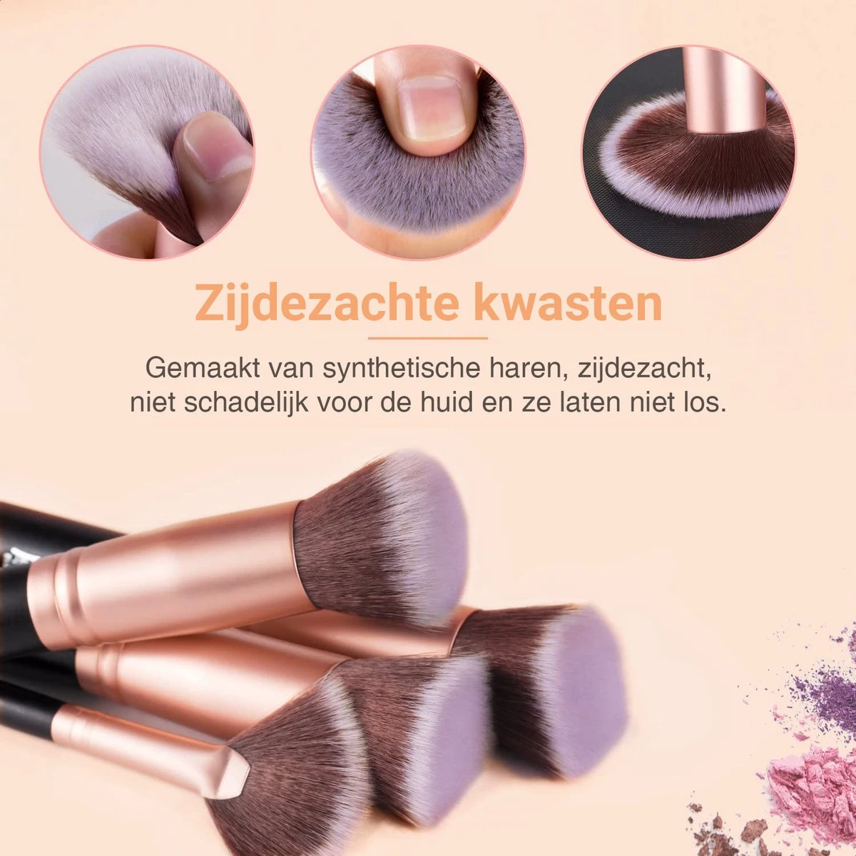 Bestope Make Up Kwasten Set Met Beauty Blenders 16 Delig - Brush Set - Kwasten Reiniger - Rosé Goud 6 Bestope Make Up Kwasten Set Met Beauty Blenders 16 Delig - Brush Set - Kwasten Reiniger - Rosé Goud - Afbeelding 6