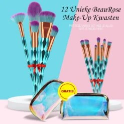 Make Up Kwasten Set - Blauwe Make Up Brush - Oogschaduw - Foundation Kwast - Poeder Kwast - Brush - Make Up - Cosmetica - Kwasten Set – Make Up Tasje - 12 Stuks - Valentijn Cadeautje Voor Haar -Cosmetica winkel 1200x1200 1499