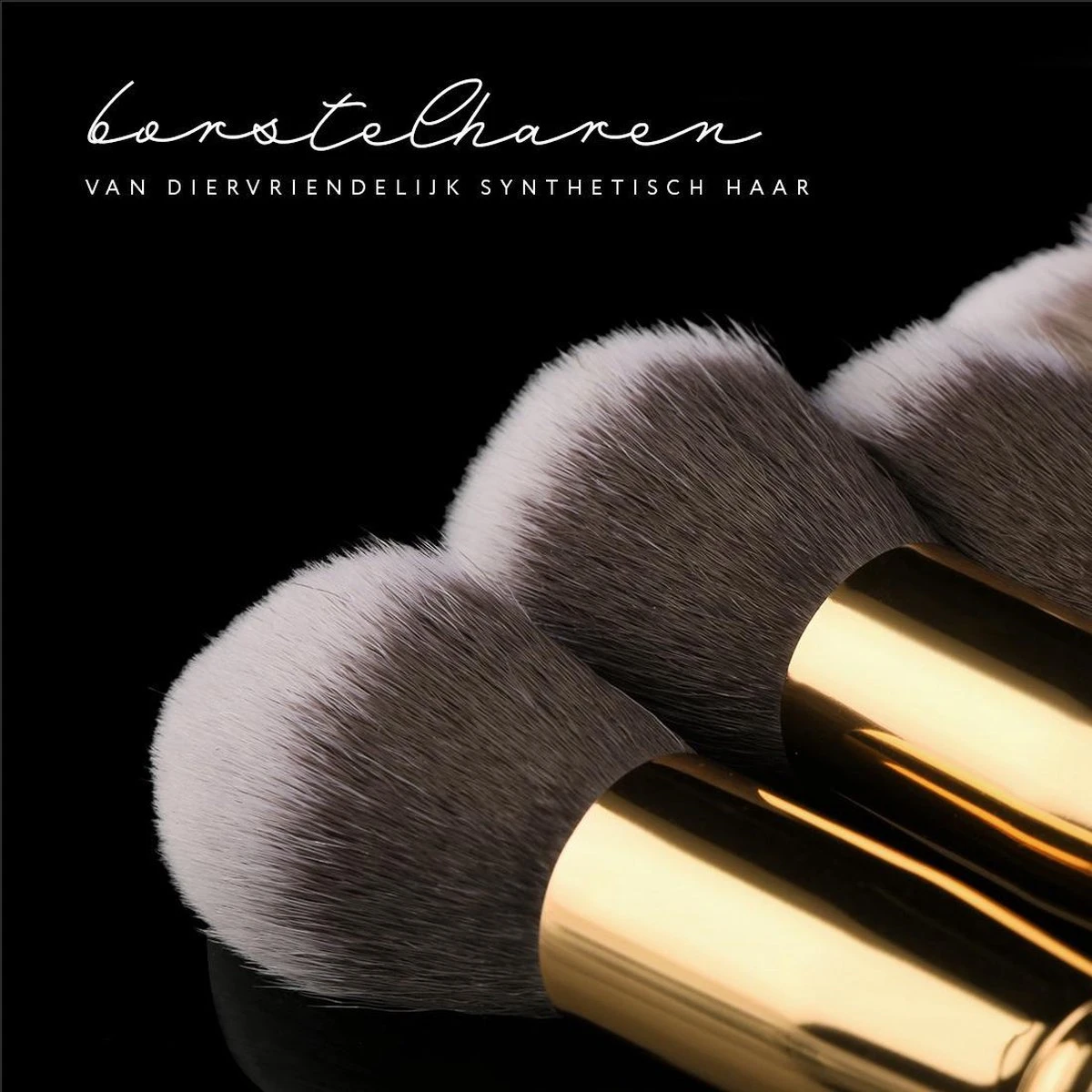 Evvie Set Van 10 Make-up Kwasten Kabuki In Etui Marble - Zwart-Goud 9 Evvie Set Van 10 Make-up Kwasten Kabuki In Etui Marble - Zwart-Goud - Afbeelding 9