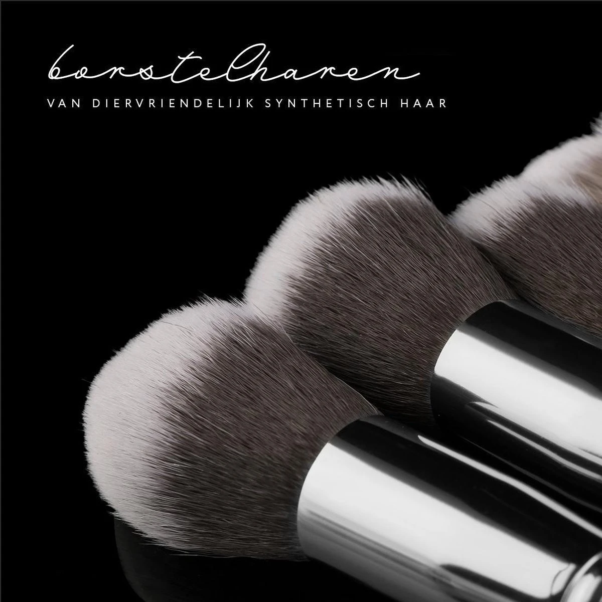 Evvie Set Van 10 Make-up Kwasten Kabuki - Zwart-Zilver 4 Evvie Set Van 10 Make-up Kwasten Kabuki - Zwart-Zilver - Afbeelding 4