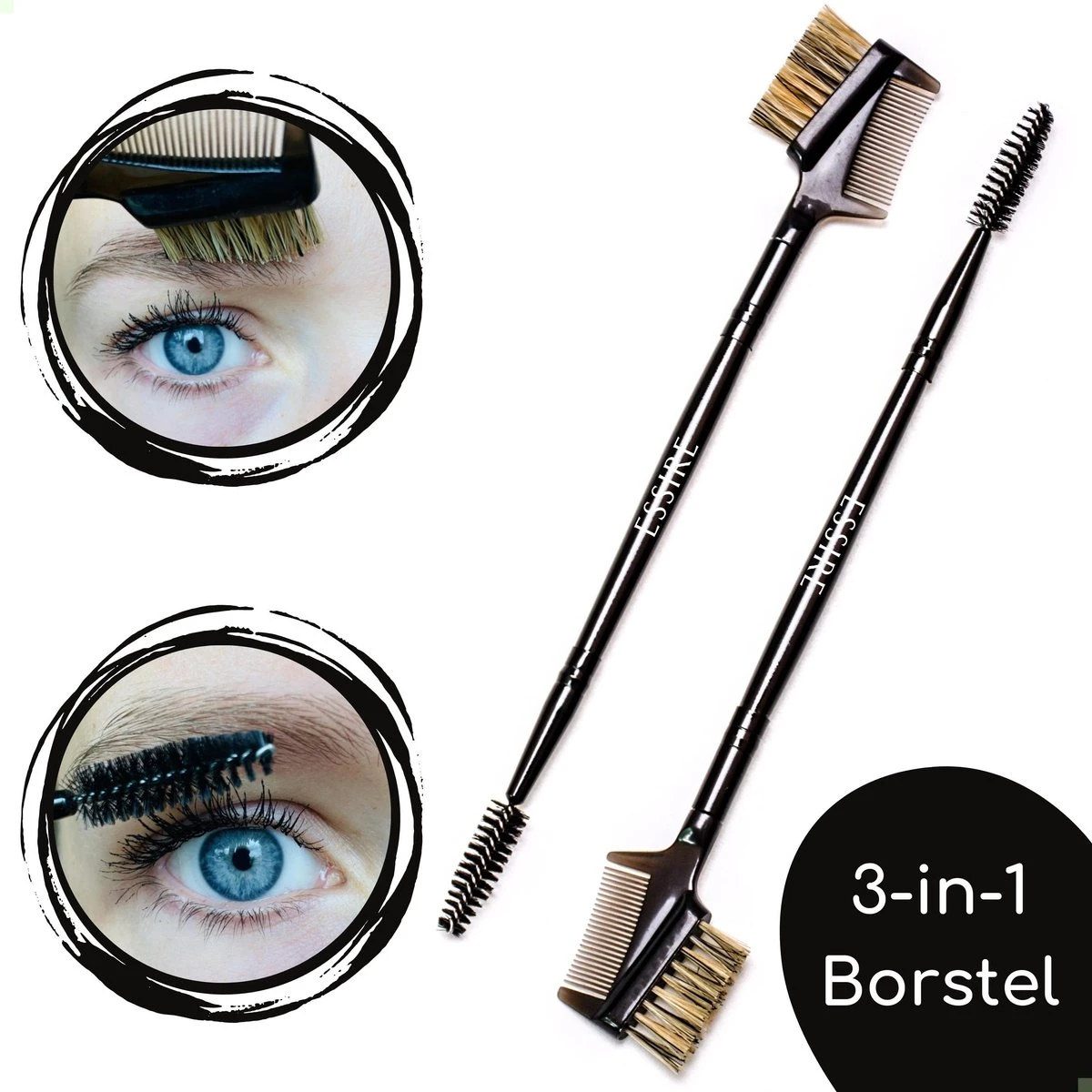 Essire Luxe Wenkbrauw Borstel - Wimperborstel - Wimperkam - 3-in-1 1 Essire Luxe Wenkbrauw Borstel - Wimperborstel - Wimperkam - 3-in-1